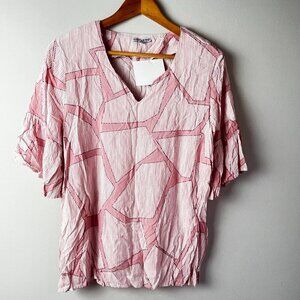 Light Pink Geometric V-Neck Women’s Top